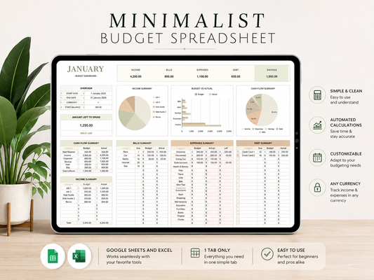 Excel Monthly Savings and Expenses Budget Spreadsheet