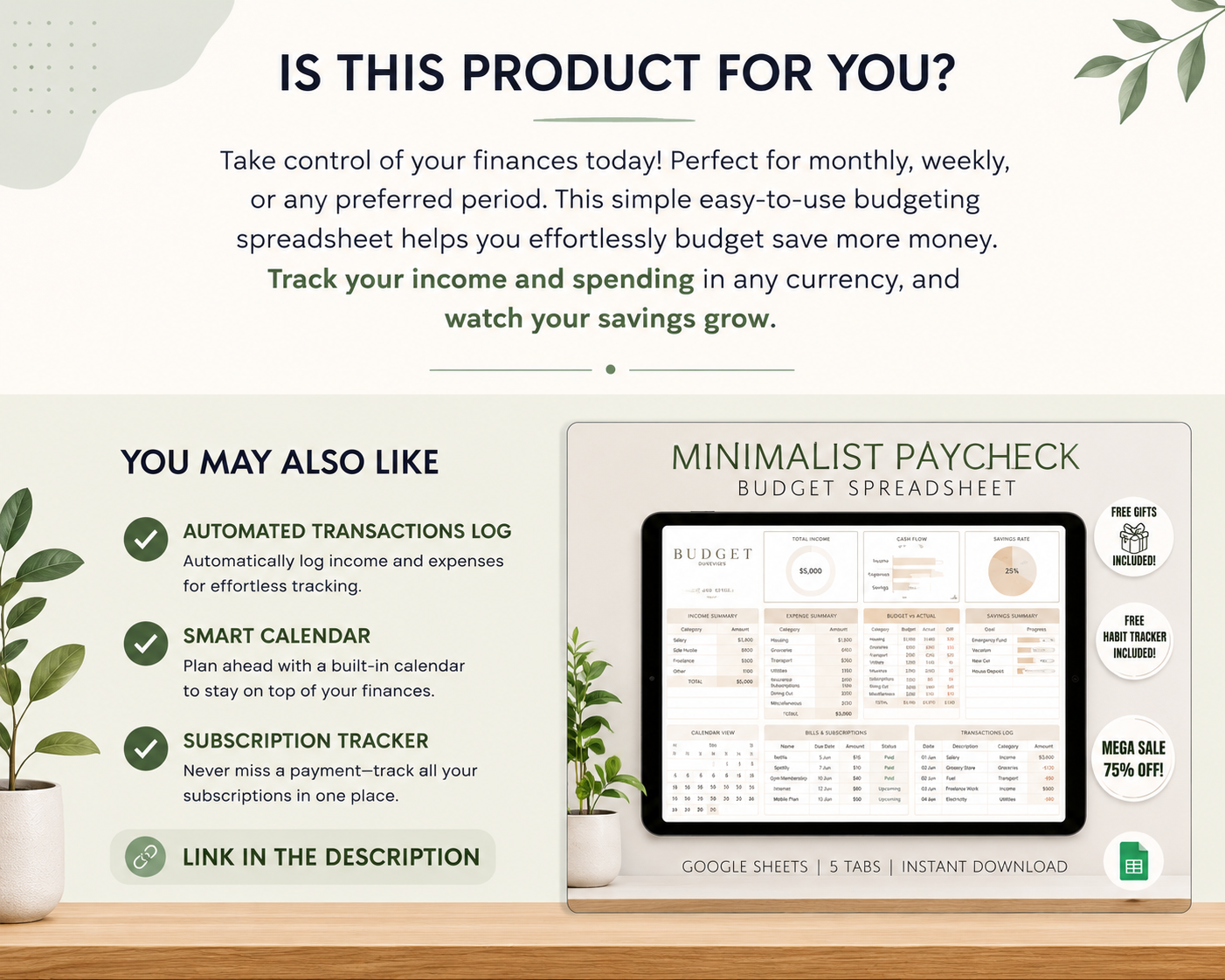 Excel Monthly Savings and Expenses Budget Spreadsheet