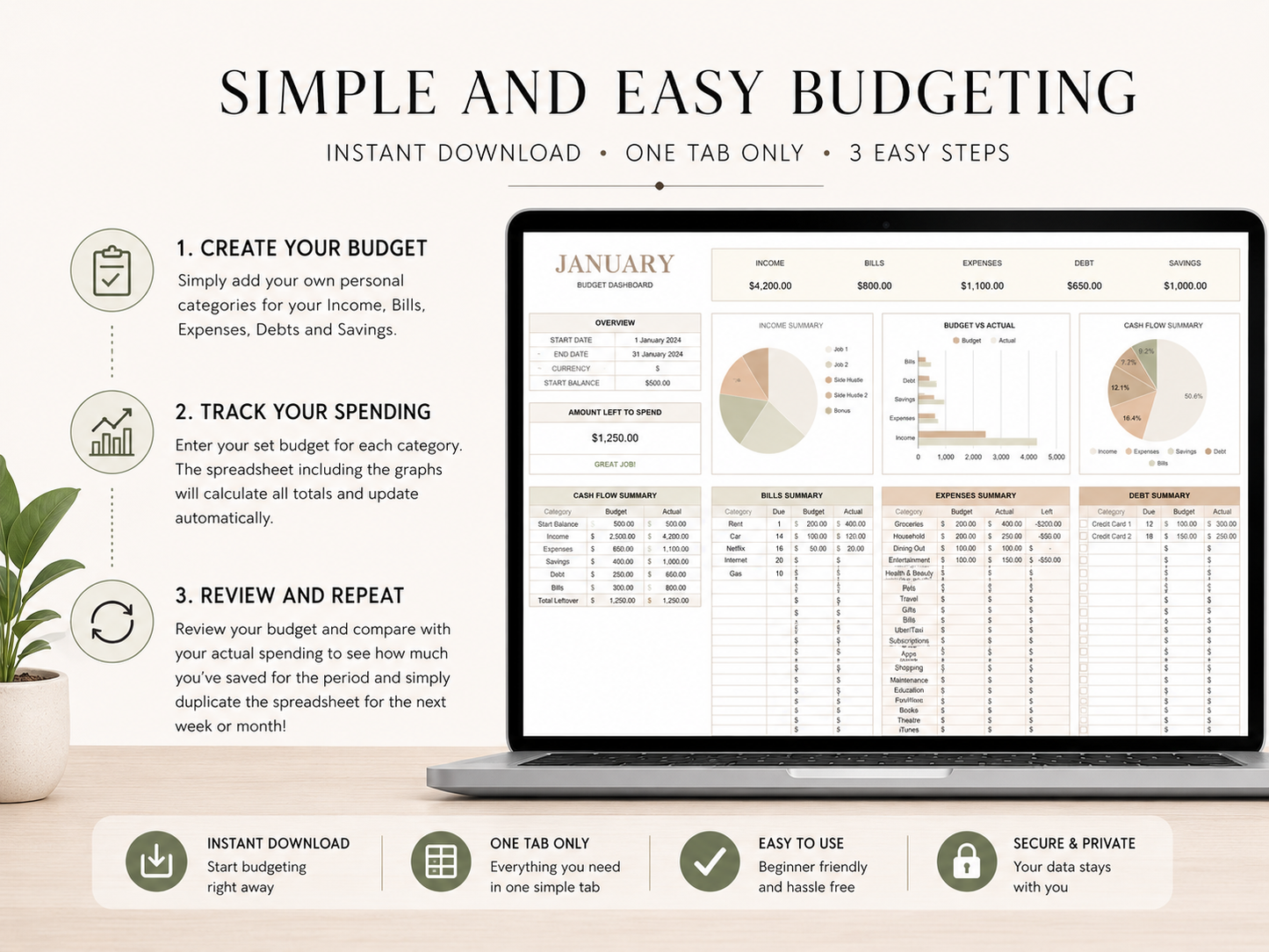 Excel Monthly Savings and Expenses Budget Spreadsheet