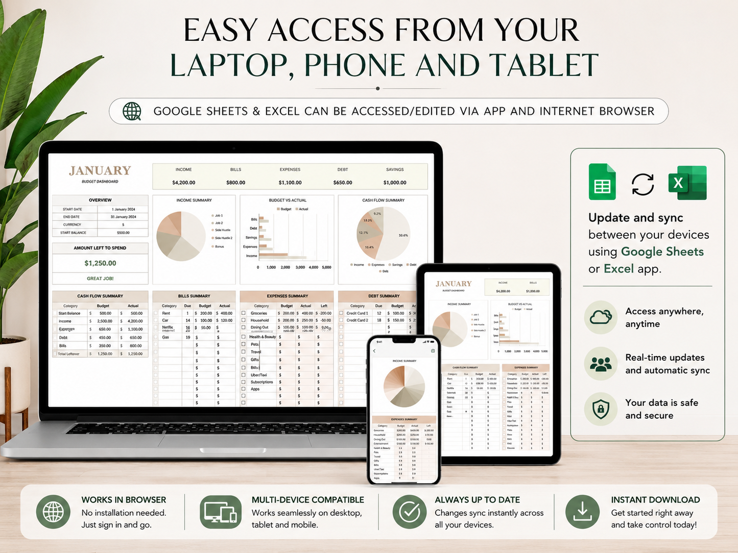 Excel Monthly Savings and Expenses Budget Spreadsheet
