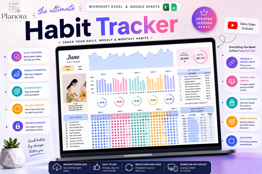 Habit Tracker Dashboard | Google Sheets & Excel Template