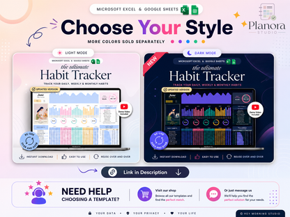 Habit Tracker Dashboard | Google Sheets & Excel Template