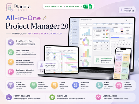 All-in-One Project Management Template for Google Sheets & Excel