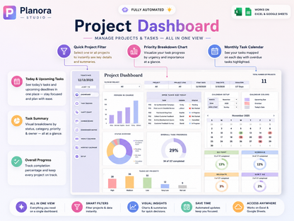 All-in-One Project Management Template for Google Sheets & Excel