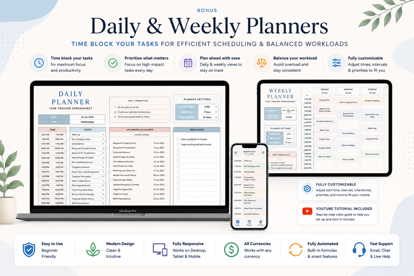 Task Tracker Google Sheets Excel | To Do List Template