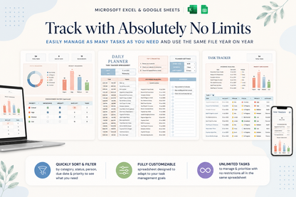 Task Tracker Google Sheets Excel | To Do List Template