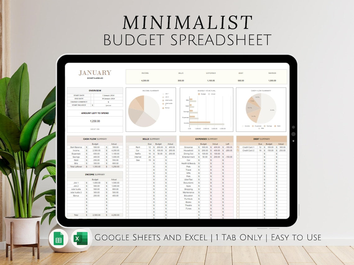 Excel Monthly Savings and Expenses Budget Spreadsheet